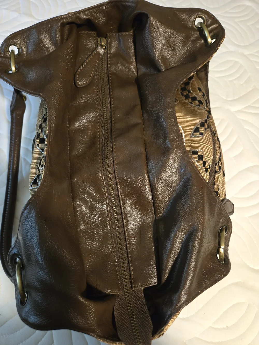 Coach vintage  Gold and Brown Circle Jacquard Hobo Shoulder Bag